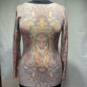 Elegant Long Sleeve Top with Tiger Design
